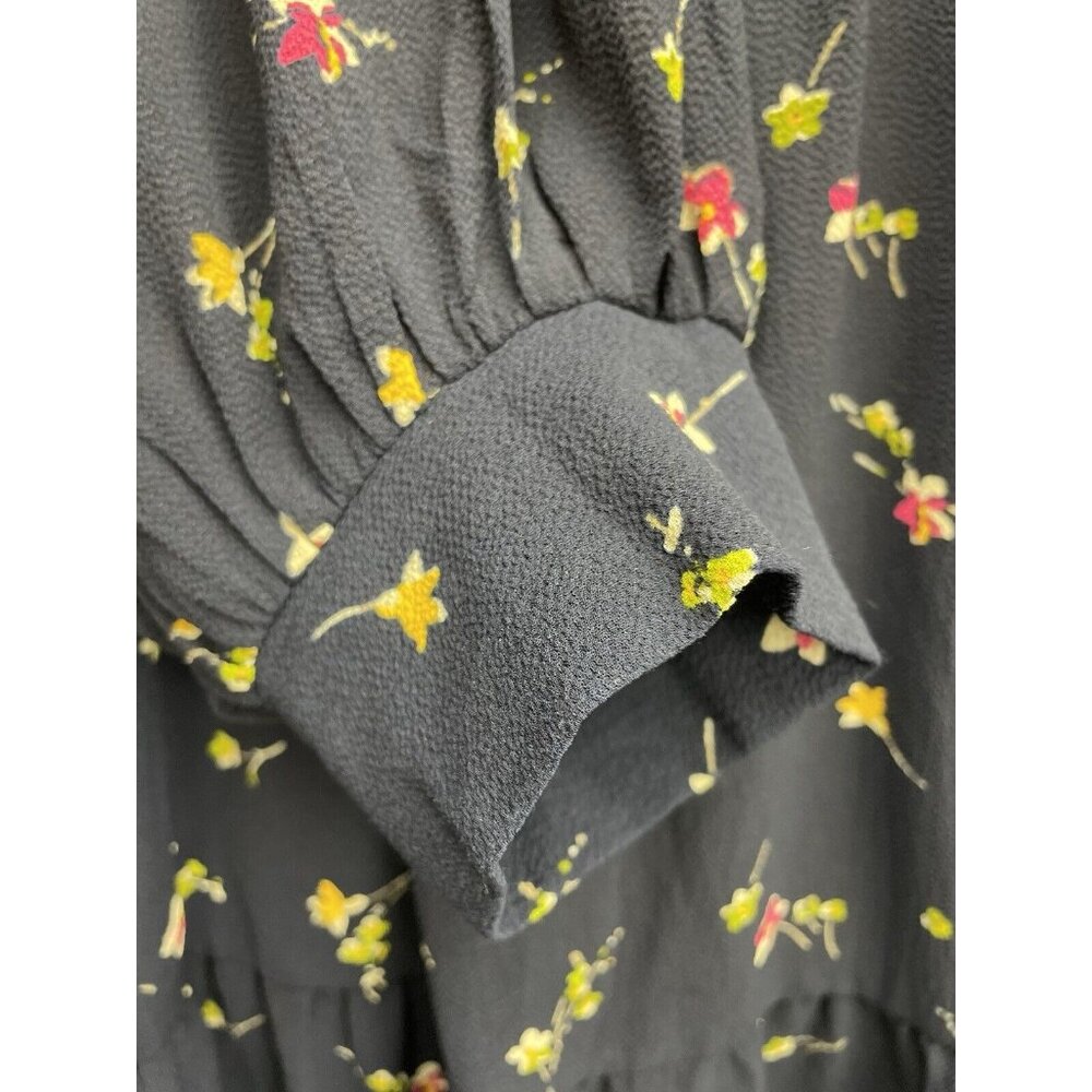 Ralph Lauren Floral Long Sleeve V-Neck Crepe Style Mini Dress Navy Blue Size 12 - Picture 5 of 16